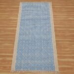 Geometric Hand Block Printed Blue Brown Home Decor Cotton Rug