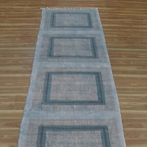 Black Hand Block Printed Bordered Cotton Rug