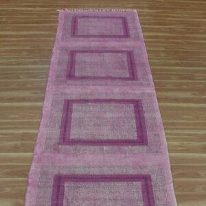 Purple Hand Block Printed Cotton Hall Rug