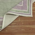 Purple Block Printed Geometric Cotton Rug