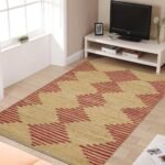 Hand Woven Geometric Maroon Beige Jute rug