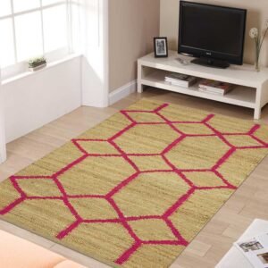 Pink & Beige Color Hand Woven Warm Rug