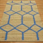 Hand Woven Warm Blue Modern Jute House Rug