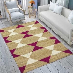 Pink & Beige Braided Modern House Rug