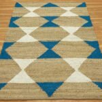 Beautiful Blue Color Geometric Jute Rug