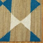 Beautiful Blue Color Geometric Jute Rug