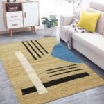 Geometric Sky Blue Hand Woven Jute Area Rug