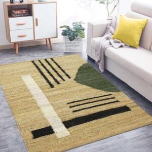 Hand Woven Natural Beige Bedroom Area Rug