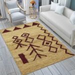 Modern Beige & Maroon Hand Woven Jute Rug