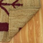 Modern Beige & Maroon Hand Woven Jute Rug