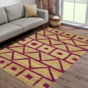 Beautiful Pink Moroccan Hand Woven Jute Rug