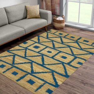 Jute Dhurrie Blue Moroccan Living Room Rug