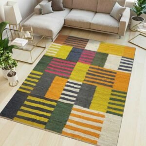 Hand Woven Natural Jute Multicolor Area Rug