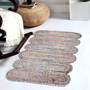 Beautiful Hand-Braided Multicolor Jute Hall Rugs