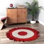 Red Jute Hand Braided Doormat Round Rug