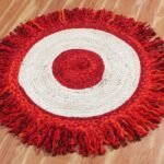 Red Jute Hand Braided Doormat Round Rug