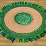 Hand Braided Doormat Green Round Area Rug