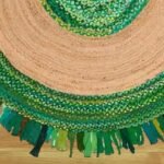 Hand Braided Doormat Green Round Area Rug