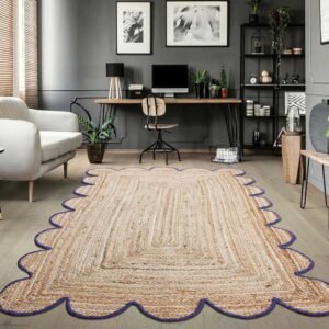 Hand Braided Jute Beige Living Room Carpet