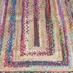 Hand Braided Rug Multicolor Jute Area Carpet