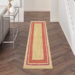 Beige & Pink Carpet Hand Braided Runner Rug