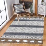 Hand Block Printed Cotton Brown Black Rug