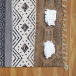 Hand Block Printed Cotton Brown Black Rug