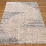 Hand Block Printed Beige Cotton Farm House Decor Rug