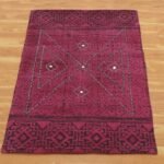 Bordered Red Cotton Hand Block Printed Beautiful Rug