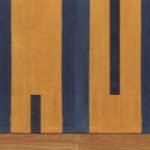 Hand Block Printed Cotton Geometric Yellow Musterd Blue Area Rug