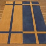 Blue Yellow Musterd Hand Block Printed Striped Beautiful Rug